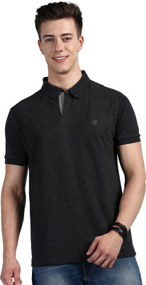 LUX cozi Printed Men Polo Neck Black T-Shirt