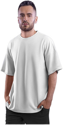 KRYONIX Solid Men Round Neck White T-Shirt