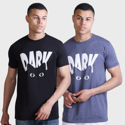 MELLOWMEN Graphic Print Men Round Neck Black, Grey T-Shirt