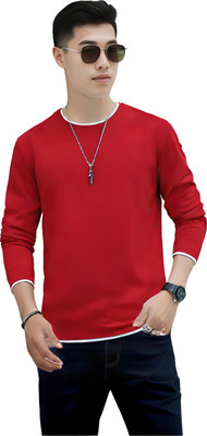 TUKAT Solid Men Round Neck Red T-Shirt