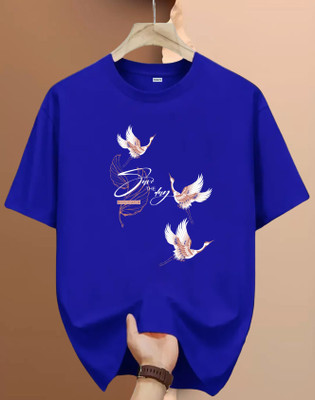 Magneto Printed Men Round Neck Blue T-Shirt
