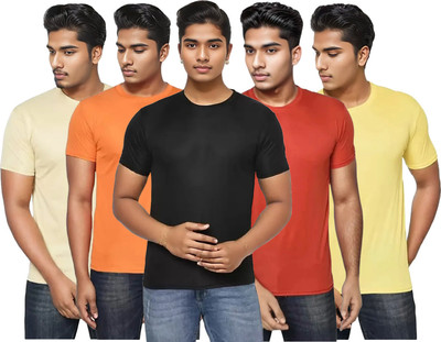 SYM Solid Men Round Neck Multicolor T-Shirt