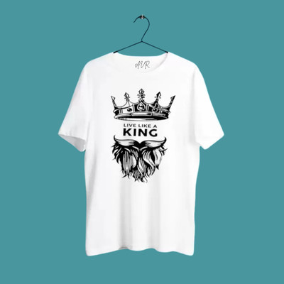 AVR Printed Men Round Neck White T-Shirt