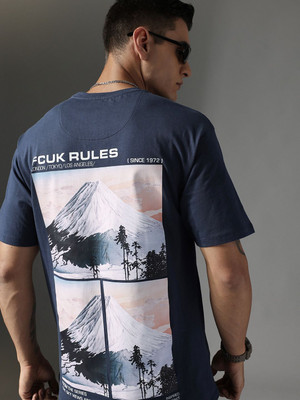 FCUK Printed Men Round Neck Blue T-Shirt