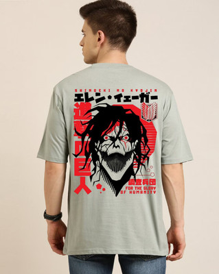 Clickwell Trend Printed Men Round Neck Grey T-Shirt