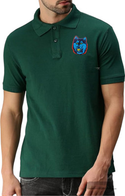 embos Solid Men Polo Neck Dark Green T-Shirt