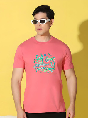 SZN Graphic Print Men Round Neck Pink T-Shirt