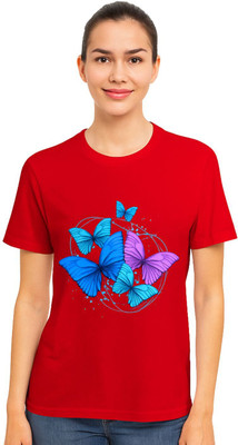 DGC Printed Women Round Neck Red T-Shirt