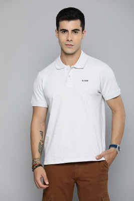 R.Code by The Roadster Life Co. Solid Men Polo Neck Silver, Grey T-Shirt