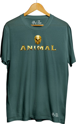 THE PRINT PLATTER Printed Men Round Neck Dark Green T-Shirt