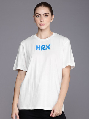 HRX by Hrithik Roshan Graphic Print Women Round Neck White T-Shirt