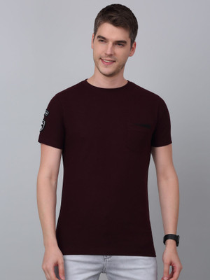 CANTABIL Solid Men Round Neck Maroon T-Shirt