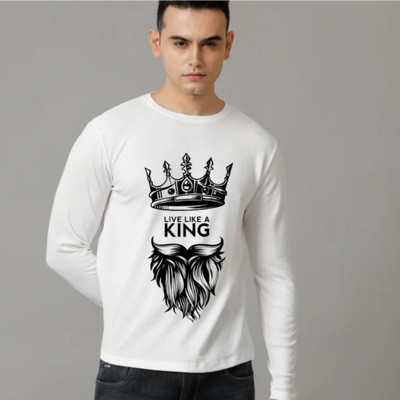 Aavya Graphic Print Men Round Neck White T-Shirt
