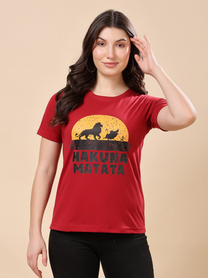 METRONAUT Solid Women Round Neck Maroon T-Shirt