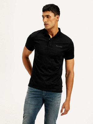 LEVI'S Solid Men Polo Neck Black T-Shirt