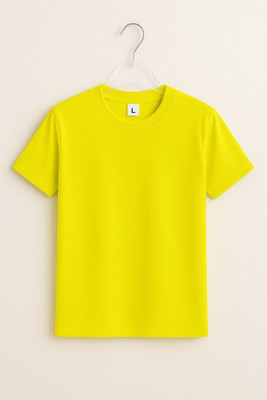 SONI BROS Solid Men Round Neck Yellow T-Shirt