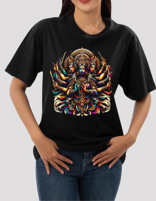 sova legacy Printed Women Round Neck Black T-Shirt