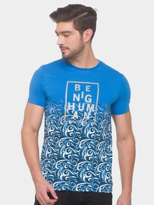 BEING HUMAN Printed Men Round Neck Yellow T-Shirt