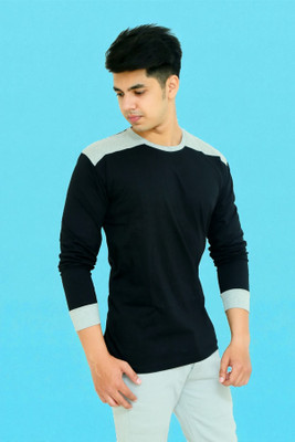 Faricon Trend Solid Men Round Neck Black T-Shirt