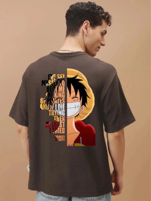 Beniot Printed Men Round Neck Brown T-Shirt