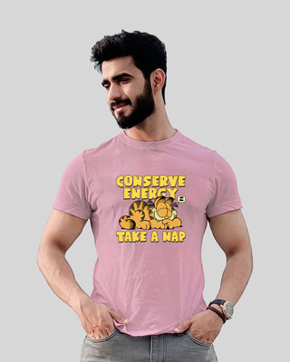 Jack Paris Printed, Typography Men Round Neck Pink T-Shirt