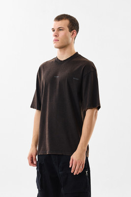 Snitch Solid Men Crew Neck Brown T-Shirt