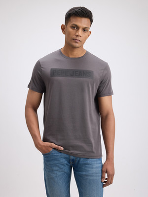 Pepe Jeans Graphic Print Men Crew Neck Grey T-Shirt