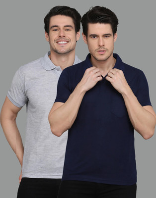 INKKR Solid Men Polo Neck Multicolor T-Shirt