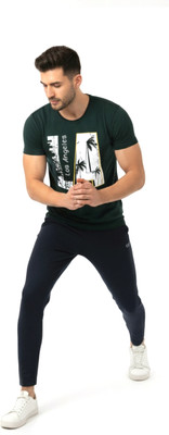 KWINGS Printed Men Round Neck Green T-Shirt