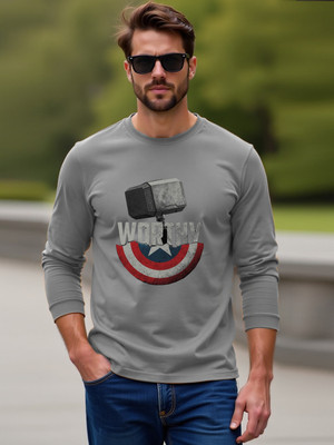 Moda Rapido Printed Men Round Neck Grey T-Shirt