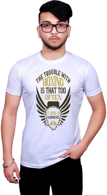 KRYONIX Printed, Typography Men Round Neck White T-Shirt