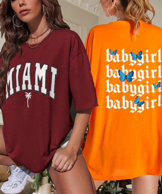 SILVANUS Printed Women Round Neck Multicolor T-Shirt