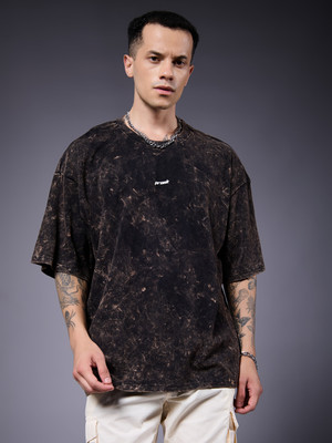Pronk Washed Men Crew Neck Black T-Shirt