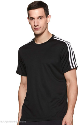 OctaBox Solid Men Round Neck Black T-Shirt