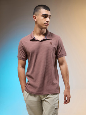TECHNOSPORT Self Design Men Polo Neck Red T-Shirt