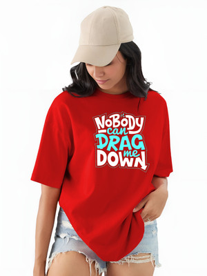 TQH Printed Women Round Neck Red T-Shirt
