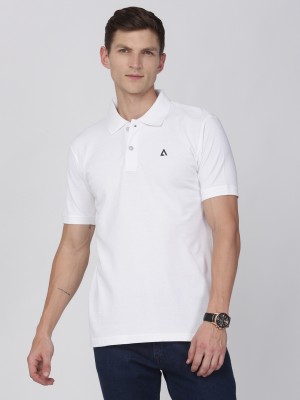 ADRO Solid Men Polo Neck White T-Shirt