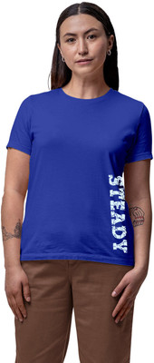 Fighterhero Printed Women Round Neck Blue T-Shirt
