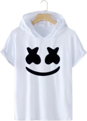 Adabsha Printed Men Hooded Neck White T-Shirt