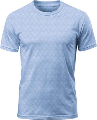 Zimli Printed Men Round Neck Light Blue T-Shirt