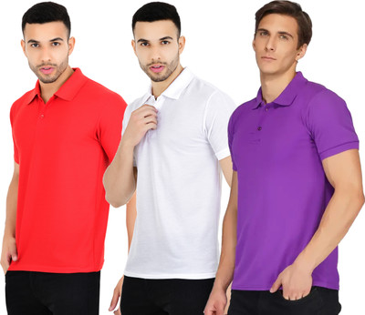 KEOTI Solid Men Polo Neck Multicolor T-Shirt