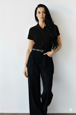 GROHOOD Solid Women Crew Neck Black T-Shirt
