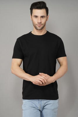 routinkwear Solid Men Round Neck Black T-Shirt