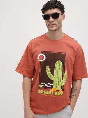 Roadster Printed Men Round Neck Red T-Shirt