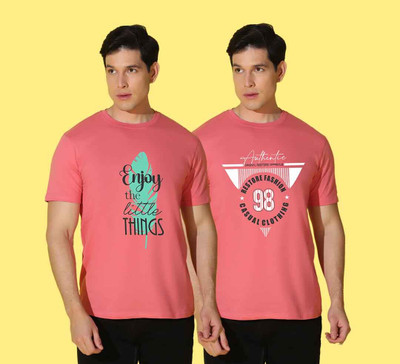 WOOSTRO Printed Men Round Neck Multicolor T-Shirt