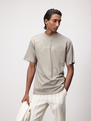 ether Printed Men Round Neck Grey T-Shirt