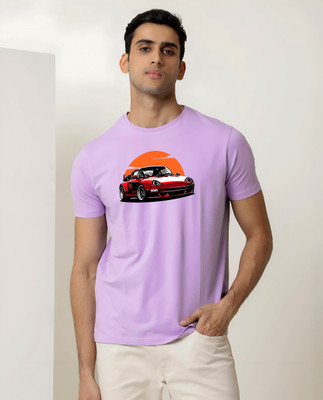 JP Creation Printed Men Round Neck Purple T-Shirt