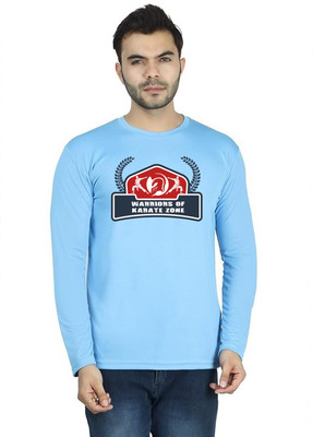 LV CARE Printed Men Round Neck Blue T-Shirt