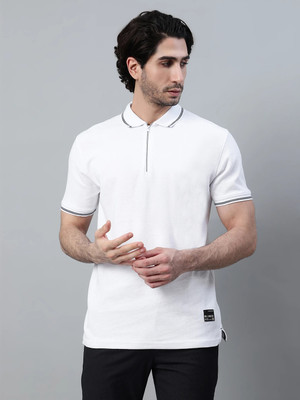 CANTABIL Solid Men Polo Neck White T-Shirt
