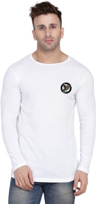 GEUM Solid Men Round Neck White T-Shirt